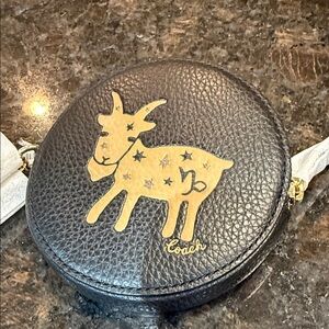 Coach Black and Gold Zodiac Zip Wallet